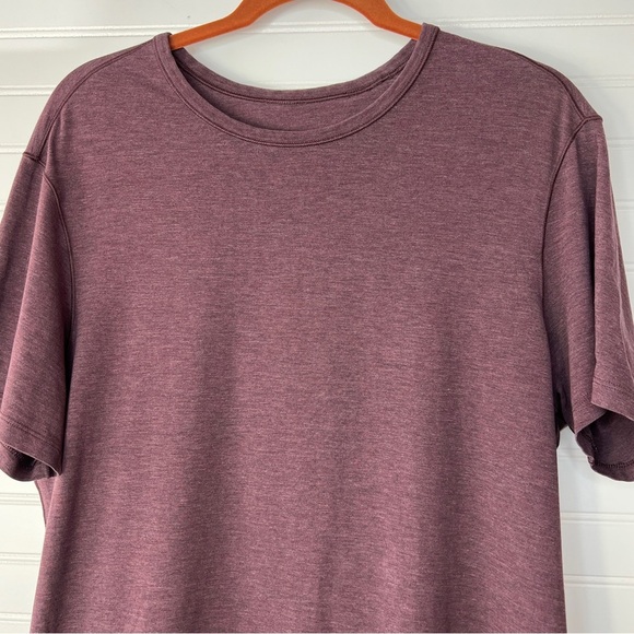 Lululemon Fundamental Short Sleeve Crew Stretch Tee Mens M Heathered Burgandy - Picture 3 of 11